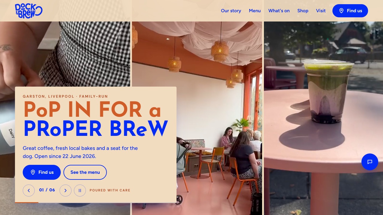Dock & Brew website homepage