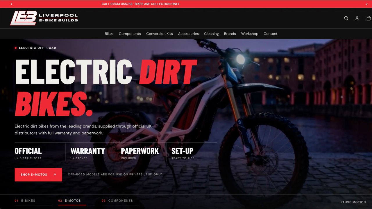 Liverpool E-Bike Builds website homepage