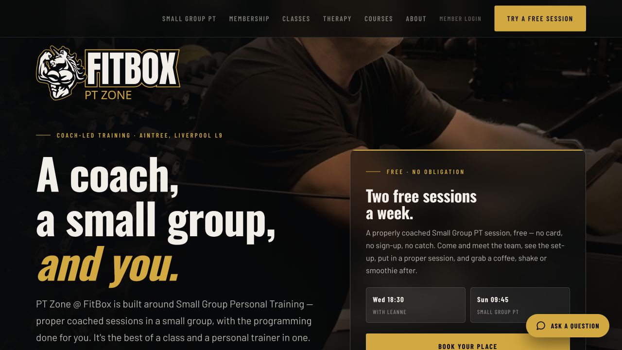PT Zone @ FitBox website homepage