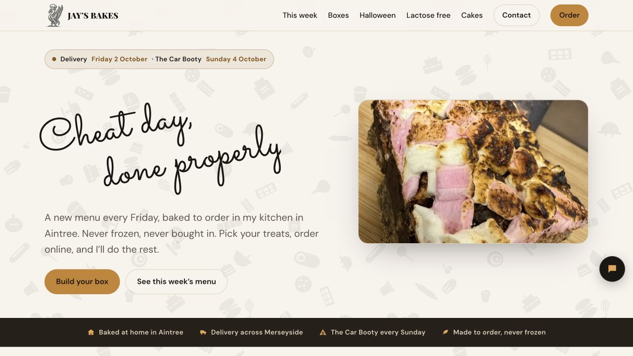 Jay’s Bakes website design