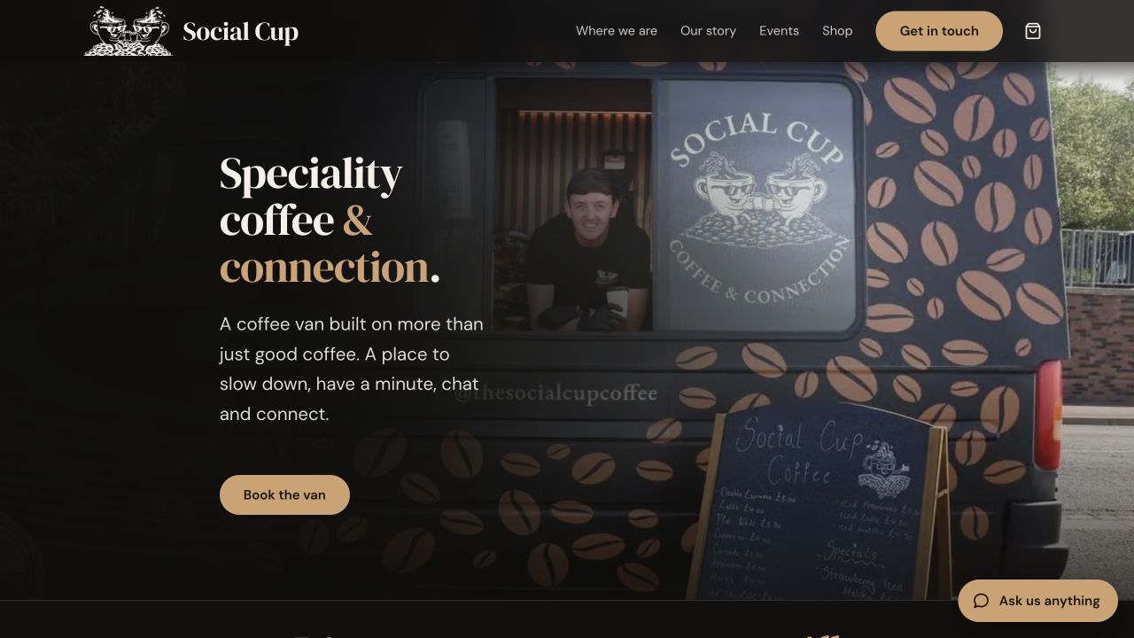 Social Cup Coffee website design