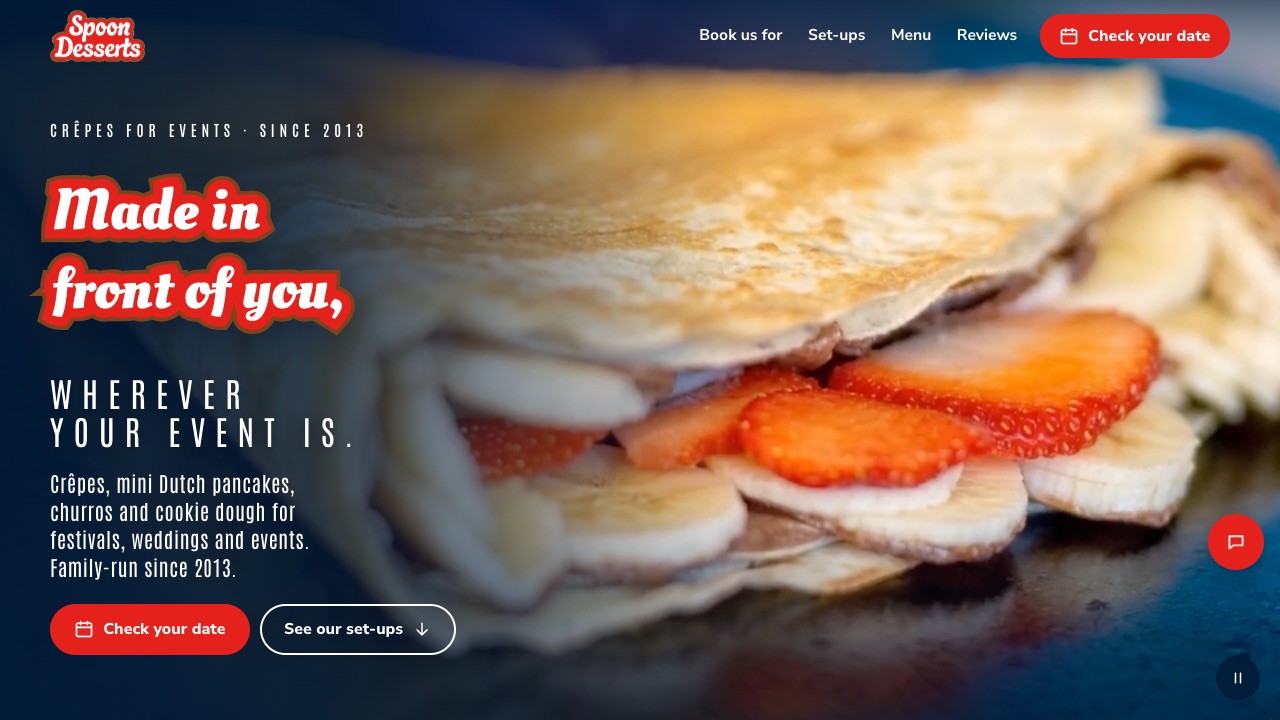 Spoon Desserts website homepage