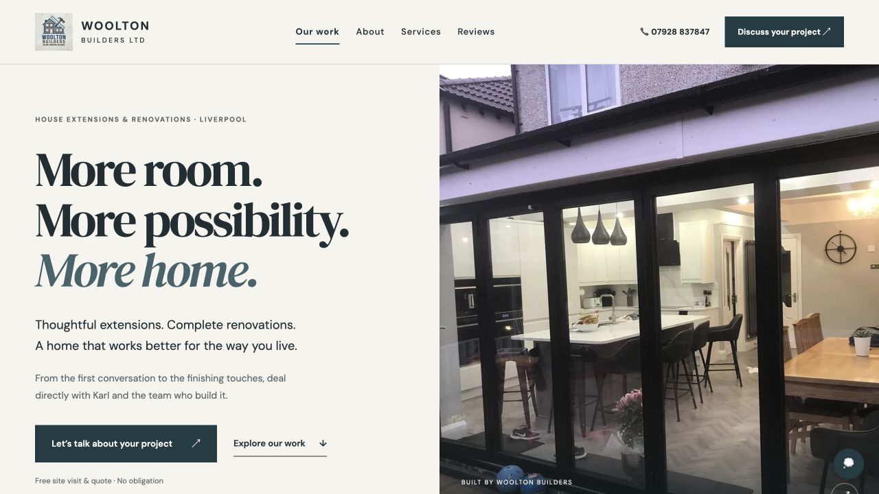 The Woolton Builders website, built by afullerlifeai